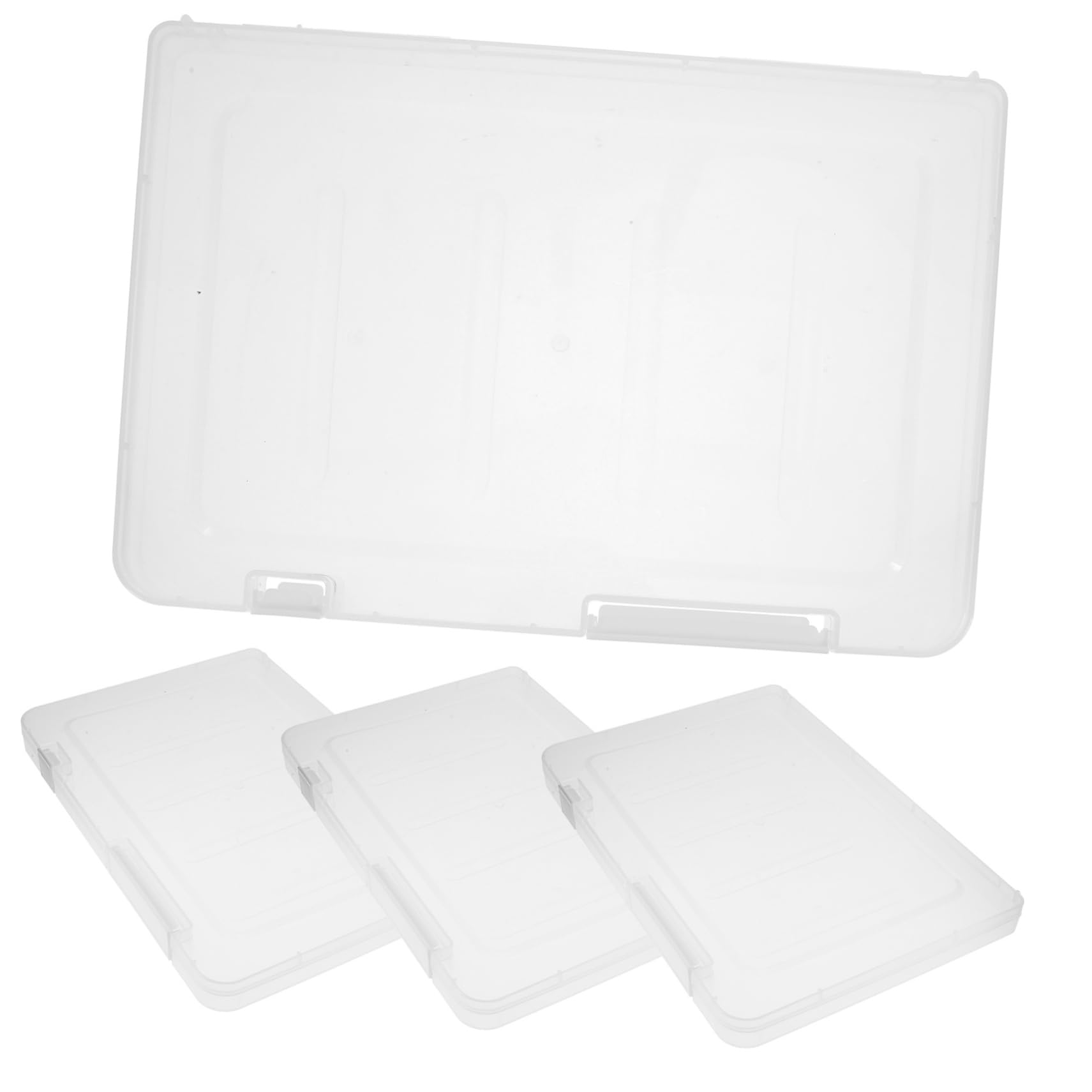 Caja de Almacenamiento de Archivos A4, 4 Unidades, PP Color Claro