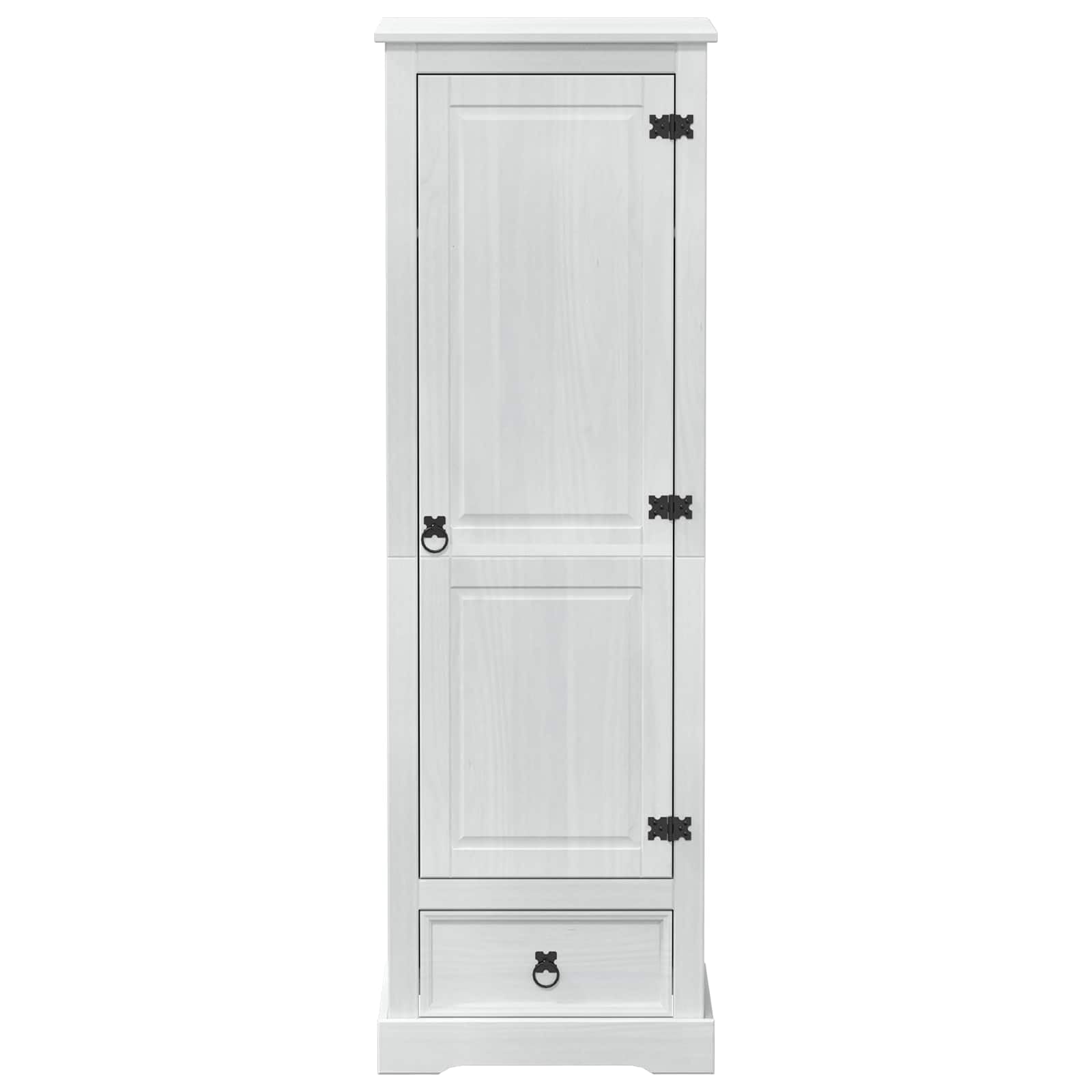 Armoire en Bois Blanc avec tiroir 55 x 50 x 170 cm en pin Massif pour Chambre, Rangement Dressing, Meuble Pratique avec Porte et étagère