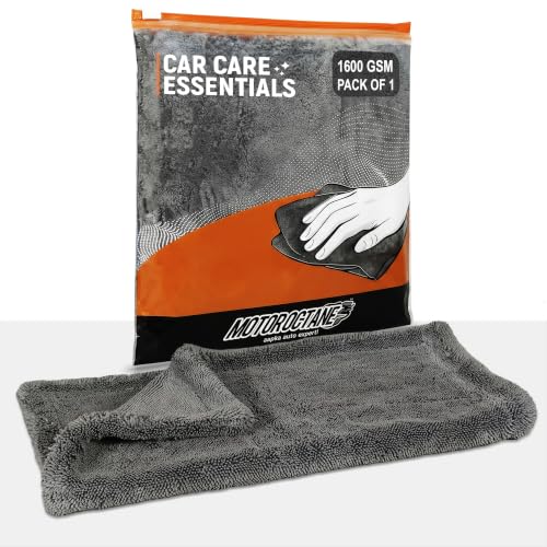 Image of Microfiber Car Cleaning Cloth 1600 GSM | Thick Dual-Sided Towel for Car & Bike | 40x60 cm | Multipurpose Ultra-Soft Edgeless, Lint-Free, Scratch-Free, Fast-Drying, Reusable | Pack of 1