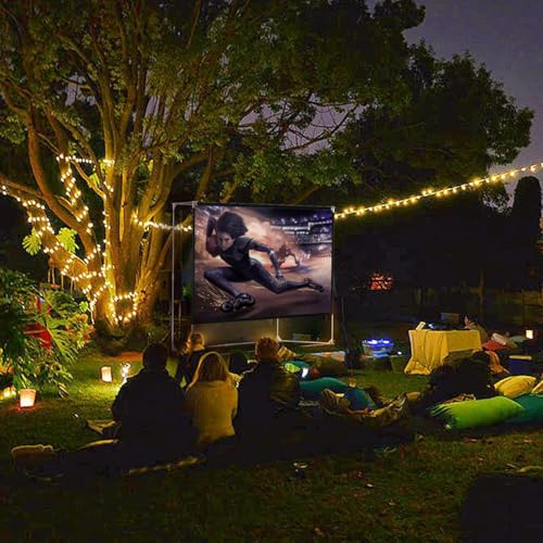 Image of Projector Screen and Stand 150 inch Large Outdoor Projection Screen 16:9 HD 4K Portable Projection Movie Screen with Carry Bag Foldable Anti Crease Windproof Design for Home Theater Backyard Cinema