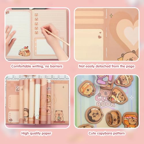 Image of Geluode Capybara A7 Mini Notebook, Claw Machine Design Cute Kawaii Capybara Theme, Fun and Functional Notepad for Journaling, Memos and Gifts for Kids Students (Orange)