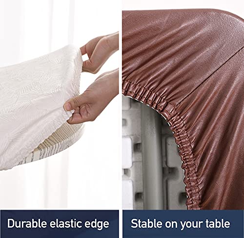 Cozomiz Waterproof Tablecloth Elastic Edged Tablecloth Wipeable Table Cloth Table Cover For Outdoor, Patio, Kitchen And Dining Room 27" Inch Round Tight Fit Yellow #TOP3