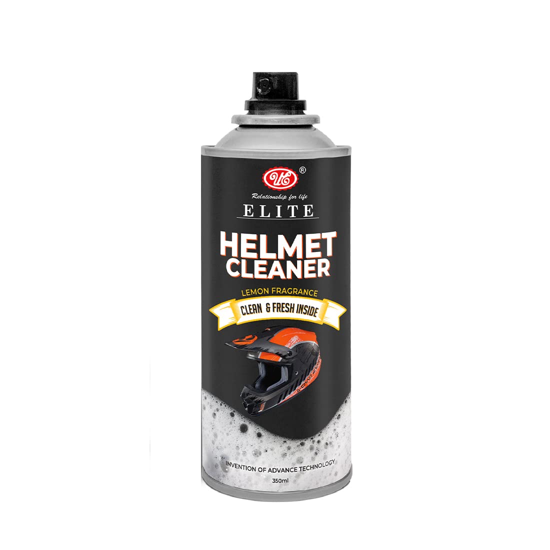 UE Autotech Elite Helmet Cleaner Spray - Helmet Interior & Exterior Cleaner - Fresh Inside Anti-Bacterial Helmet Shine Spray - Lemon Fragrance, 350 ml (Pack of 1)