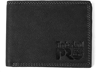 Timberland PRO Men's Slim Leather RFID Bifold Wallet with Back ID Window, Black/Bullard, One Size