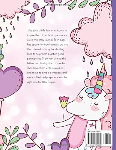 My Unicorn Story Journal: Unicorn Primary story journal: Dotted midline and picture space, grade k-5 school exercise book handwriting practice, ... 120 pages, Unicorn composition book for girls - Image 2