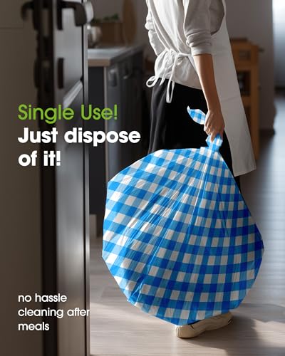 Image of Pureegg Blue Plaid Plastic Table Cloth Disposable 10 Pack 54x108 Inch