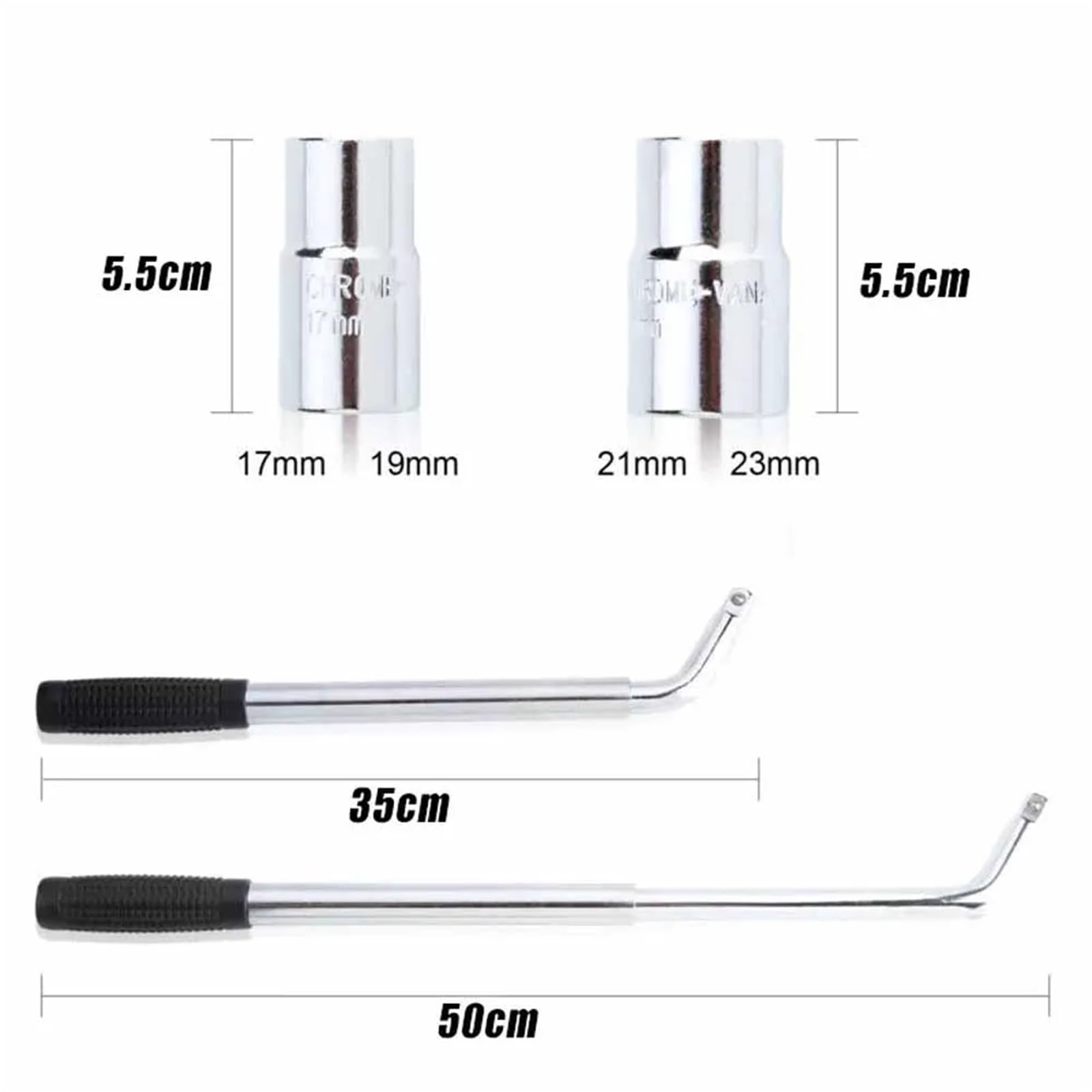 Ausziehbarer Radmutternschlüssel, Teleskop, mit Steckschlüssel, Reifenmutter, 17 mm, 19, 21, 23, for Autoreparaturwerkzeuge Standhahnschlüssel