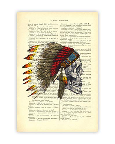Skull indian headdress print 