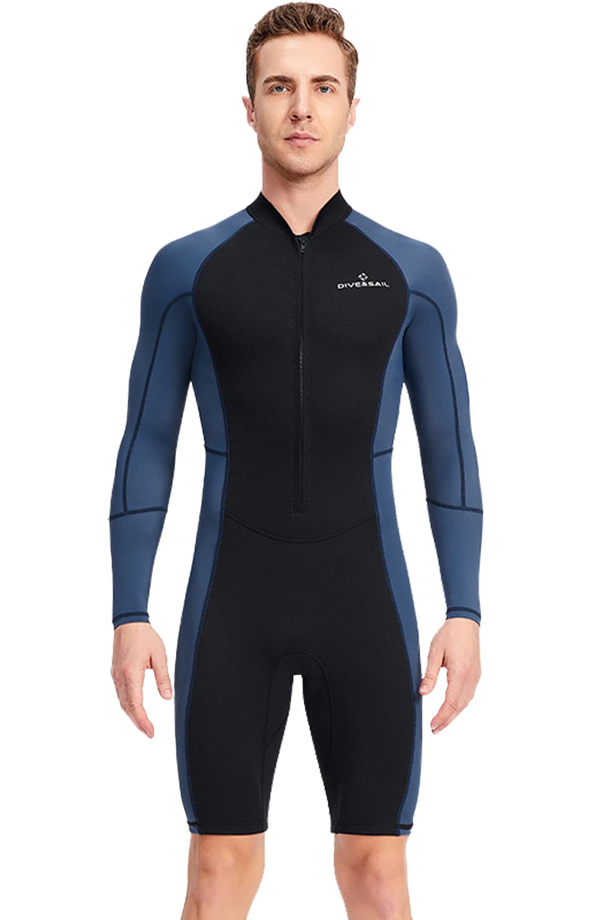 Herren Einteiliger Neoprenanzug 1.5 mm Neopren Tauchanzug Langarm Nassanzüge Tauchen Schnorcheln Surfen Badeshorts UV-Schutzfaktor 50+
