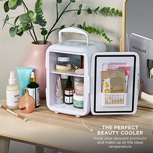 Russell Hobbs RH4CLR1001 4L/6 Can Portable Mini Cooler & Warmer for Drinks, Cosmetics/Makeup/Skincare, AC/DC Power, Retro Style, White, For Bedroom, Home, Caravan, Car - Image 4