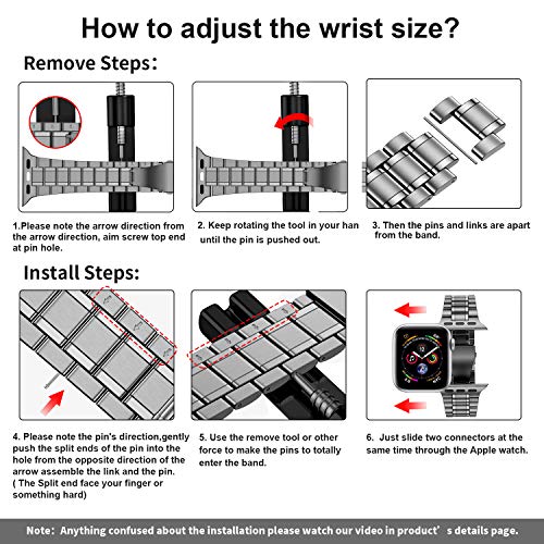 Image of MioHHR Solid Stainless Steel Bands Compatible with Apple Watch 38mm 40mm 41mm, Metal Strap with Soft TPU Case for iWatch Bands Series 9 8 7 6 5 4 3 2 1 SE SE2 SE3 Women and Men, Space Gray