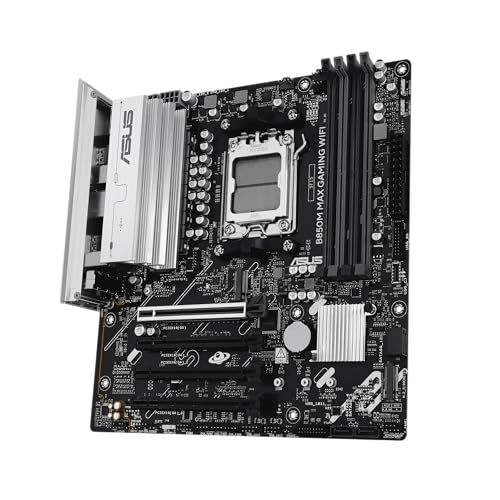 Image of ASUS B850 MAX Gaming WiFi W - AMD AM5 ATX Motherboard, White PCB, DDR5, PCIe 5.0 Ready, 3X M.2, Wi-Fi 6E, 2.5Gb LAN, USB 10Gbps Type-C, DisplayPort, HDMI, BIOS Flashback, Aura Sync, ASUS AI Advisor