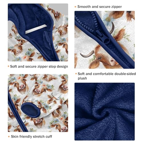 Cute Cow Boys Fleece Coat,Children's Zip-Up Hoodie Jacket,Baby Warm Fashion Outerwear 3-10T,A1133193