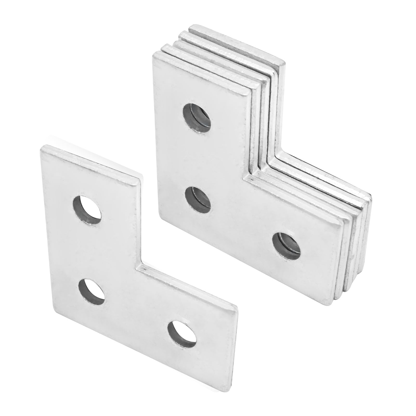 ZUDKSUY 6Pcs L Shaped Connector, 3 Holes Flat Plate Fitting Bracket fit for 1/2" Bolt 1-5/8" Strut Channel Bracket, 3.5" x 1.5" Surface