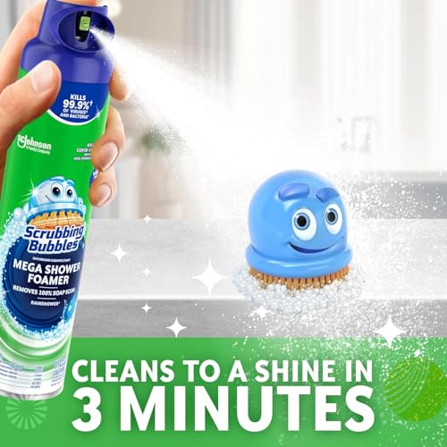 Image of Scrubbing Bubbles Mega Bathroom and Shower Foamer Aerosol, Rainshower Scent, 20oz