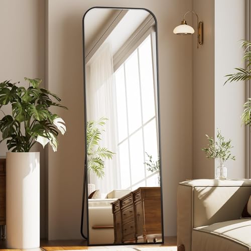 Koonmi Top Gebogene Ecken Standspiegel 52x142 cm, Ganzkörperspiegel bruchsicher Boden Körper...