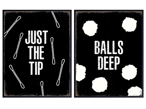 Miniatura 1 de funny Sayings Bathroom Decor for Men - Black and White Bathroom Set for Man cave - masculine funny Quotes Wall Decor Bathroom Decorations - Just the