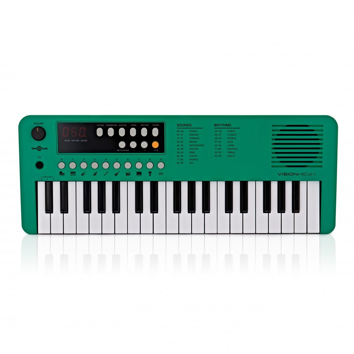 Gear4Music Portable Mini Keyboard 37-key VisionKEY-1 Green