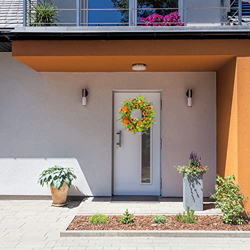 Wreathdream 20 Inches Artificial Spring Summer Wreath With Orange Poppy,Pansy Flower,Wild Rose,Ivy Leaves,Rose Leaf For Front Door Indoor Outdoor Farmhouse Wall Holiday Decor, White Gift Box Included #TOP2