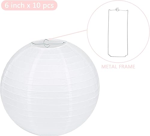 Miniatura 8 de LIHAO farol de papel redondo paquete de 10unidades blanco