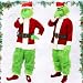 SINSEN Weihnachtsmann Kostüm für Erwachsene 7 Teile Weihnachten Grün Großes Monster Kostüm Erwachsene Weihnachts Cosplay Luxus Weihnachtsmann Anzüge Outfits