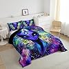Trippy Alien Comforter Set Full Galaxy Hippie Bedding Set for Kids Boys Teens Trippy Room Decor, Outer Space Solar System Duvet Sets Boho Psychedelic Tie Dye Down Comforter with 2 Pillow Cases #4