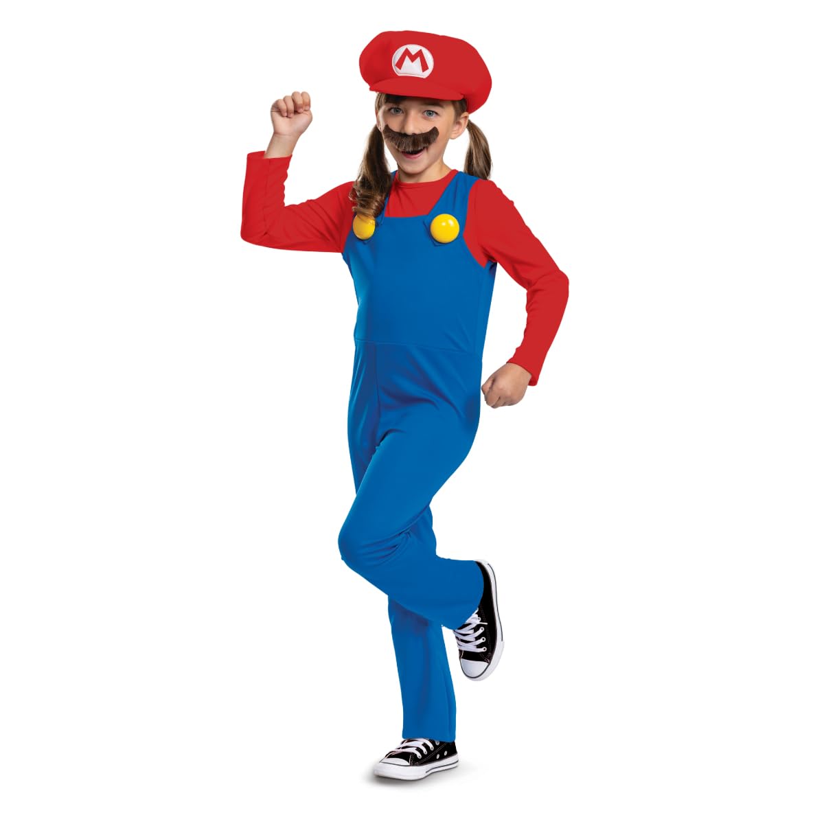 Super Mario - Disfraz Super Mario - Incluye Bigote y Gorro - Tallas XS, S, M - Para Niños de 3 a 8 Años