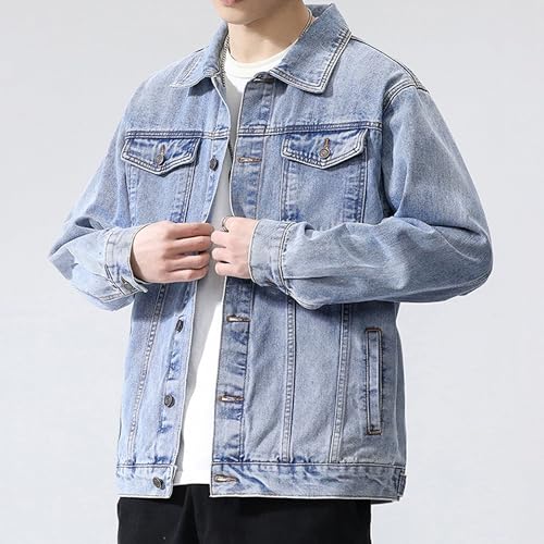 Chaqueta de mezclilla para hombre estilo camionero retro miniatura 3