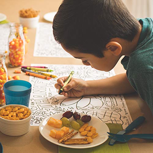 Tiny Expressions - Fall Thanksgiving Placemats for Kids (Pack of 12 Turkey Placemats) | Coloring Activity Paper Table Mats for Children to Write Thankful List | Disposable Bulk Bundle Set