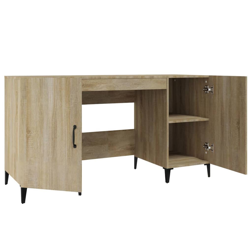 Scrivania in rovere Sonoma, 140 x 50 x 75 cm, con spazio e ripiano, stabile, per PC da lavoro, laptop, ufficio, gaming, segretaria, ergonomica, salvaspazio