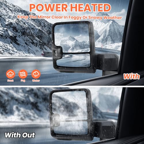MOFOAP Driver Side Mirror for 2019 2020 2021 2022 2023 Chevy Silverado GMC Sierra 2500HD 3500HD Towing Mirror with Heated Signal Light BLIS Puddle Light Manual Folding Textured Black（11 Pins） by MOFOAP - Image 5