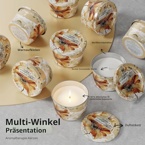 Duftkerze Scented Candles-Lavender & Thyme, Vanilla Cake, Jasmine & Musk & Sandalwood, 3 x 70g, Brenndauer ca. 30 Stunden – Bild 4