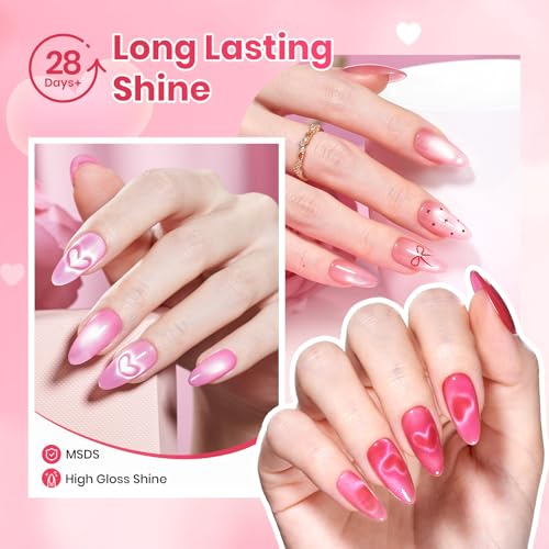 Image of Beetles Pulse of Love Pink Cat Eye Gel Nail Polish Set, 6 Colors Pink Gel