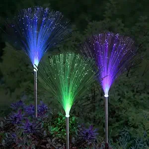 GIGAWATTS GW-904 Solar Jellyfish Garden Light 600mAh Battery Fibre Optic Fountain LED BIS Approved IP65 Waterproof Outdoor Lamp with 2V Panel for Backyards Pathways (1Pc, Multicolor)
