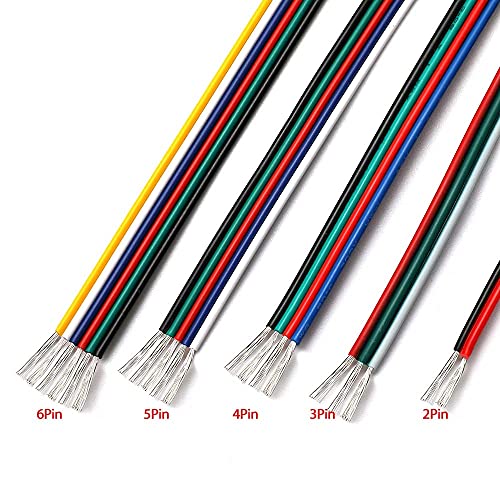 Davitu Wires & Cables - 2/3/4/5/6 pinos fio e Cabo 22awg Cabo jst sm Cabo conector adequado para barra de luz - (Color: 6pin, Length: 100m, Specification: 22 AWG)