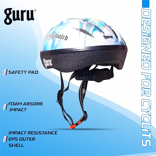 Image of GURU Cycling Helmet, Light Weight with Superior Ventilation, Helmet for Mountain, Road Bike & Skating Helmet with Premium Black EPS Foam Lining, Ideal for Adults and Kids