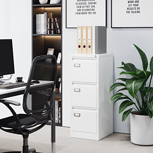 Bynsoe BY Nsoe 3 Drawer File Cabinet With Lock Metal Vertical File Storage Cabinet Office Home Steel Vertical File Cabinet For A4 Legal/Letter Size Narrow File Cabinet Locked,Assembly Required thumb #1