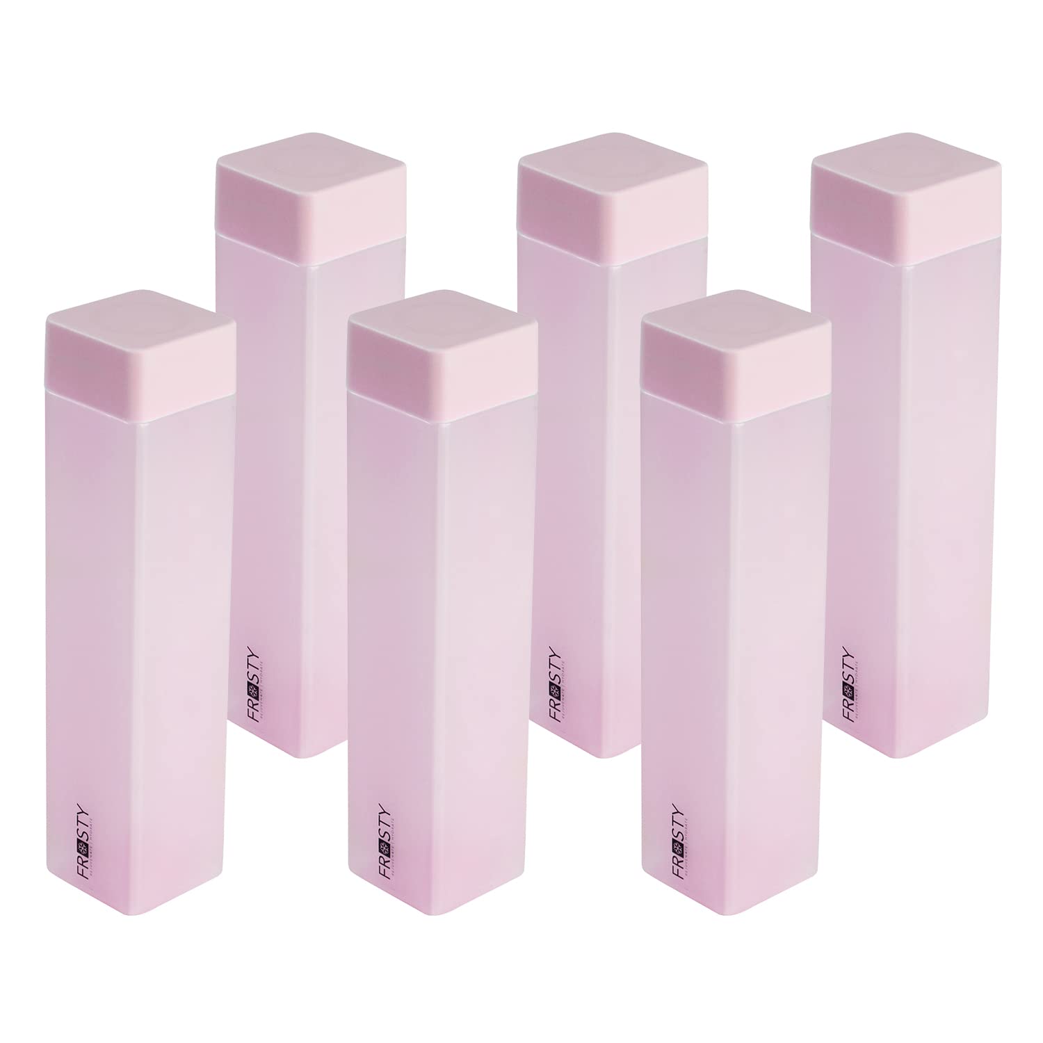 AQUAWARE Frosty Plastic Food Grade Fridge Square Water Bottle Gift Set(6 pieces, 1L,Pink) | 950 milliliter