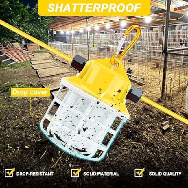 50FT Led String Work Light 75W 7500LM Waterproof Construction String Lights Linkable Temporary Work Lighting Outdoor Indoor Worklight (5 Light)