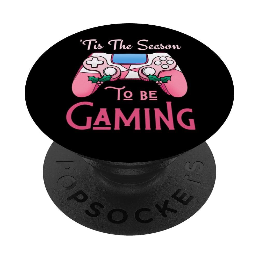 Tis The Season To Be Gaming Gamer Ugly Christmas Funny Game PopSockets Swappable PopGrip, Black