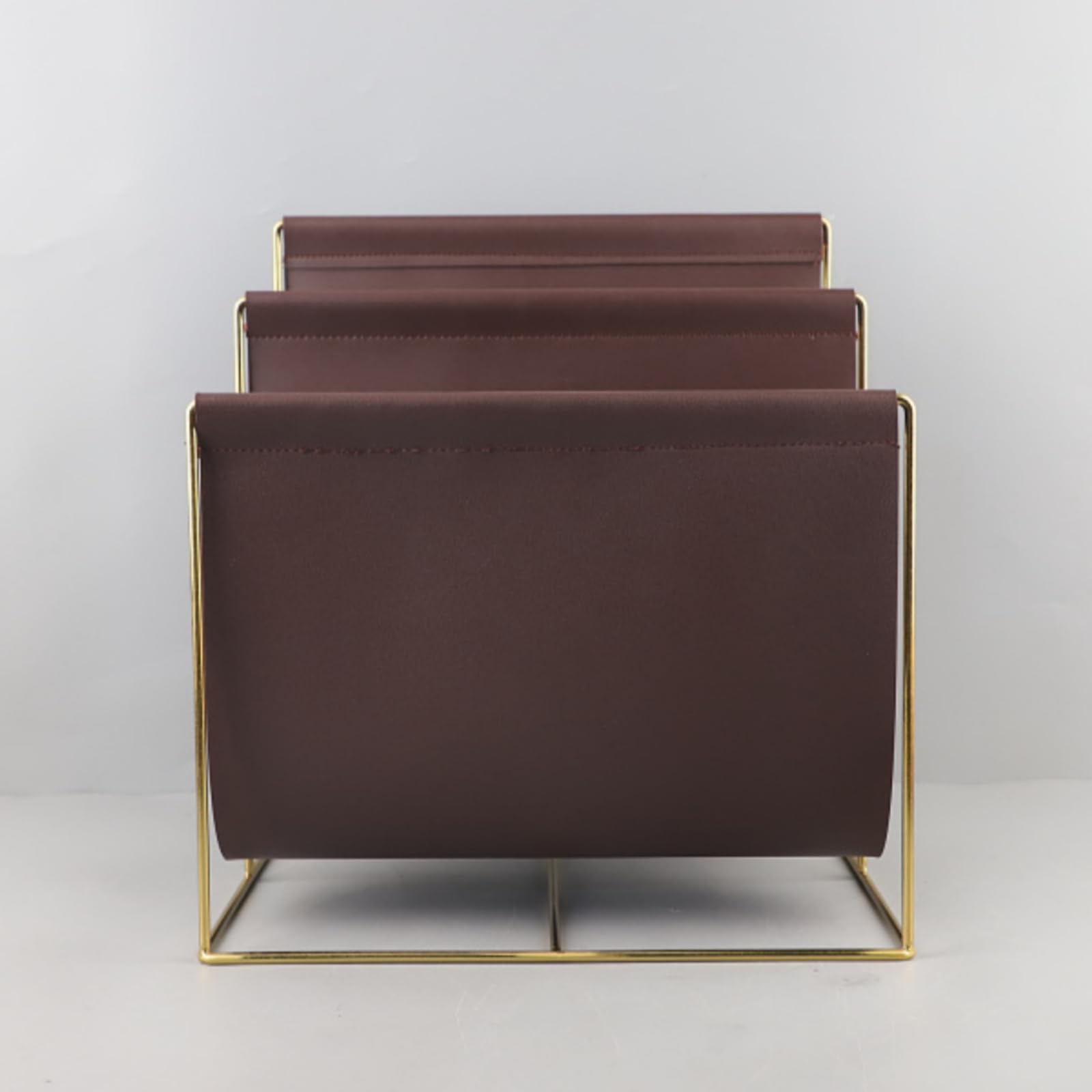 Porte-Revues Debout Cadre Ouvert Porte-Revues Métal Déco Organisateur Magazines, Marron Foncé