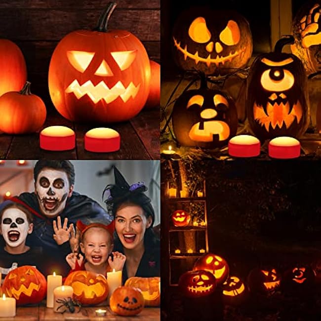SOLLED 6-Pack Halloween LED Pumpkin Lights - Flickering Flameless Candles with Remote Control and Timer, Jack O' Lantern Lights Battery Operated for Halloween