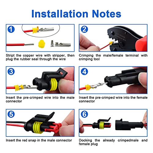 Image of 6 Sets 6 Pin Connector Automotive Electrical Connectors, Way Car Waterproof Electrical Connector Terminals, Wire Connector Plug Kit Male and Female 22-16 AWG