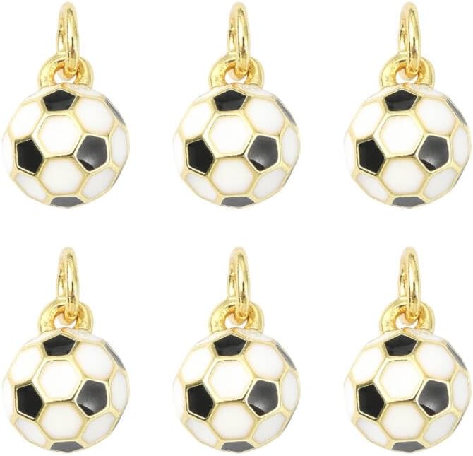 10Pcs 3D Enamel Soccer Charms with Jump Ring Brass Sport Ball Charms for Jewelry Making Necklace Keychain Backpack Crafts - Image 8