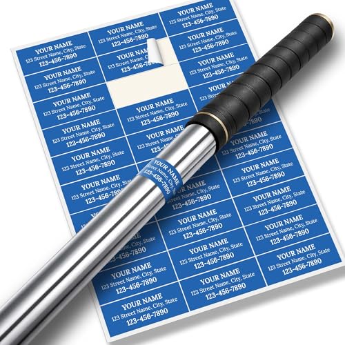 Custom Blue Golf Club Labels Personalized Golf Club Name Sticker 0.75x2 Inches Set of 30 4 Mil Vinyl Decal Stickers Weather Resistant Made in USA by My Sign Center