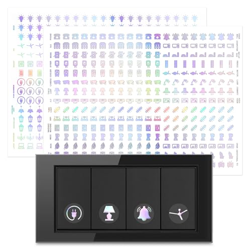 Image of GLUN 600 PCS Rainbow Switch Label Stickers 38 Multicolour Icons, Perfect for Identifying Electrical Switches in Home & Office