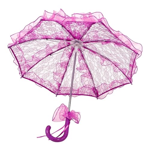 LYXYGMV Parasol pequeño bordado de encaje púrpura, paraguas for boda nupcial, accesorios for fotos decoración Vintage elegantes hechos a mano Para Decoración