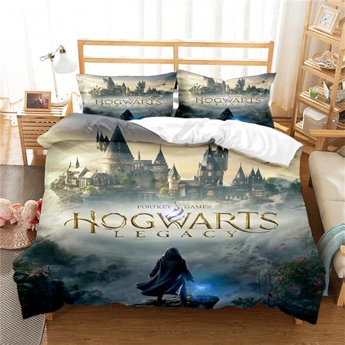 Duvet Cover Set Magical Harry Potter - Premium 1600 - Extra Soft Duvet Cover Set - Lightweight Breathable and Cooling - Wrinkle Fade and Stain Resistant (200x200cm(Double) HP 06)