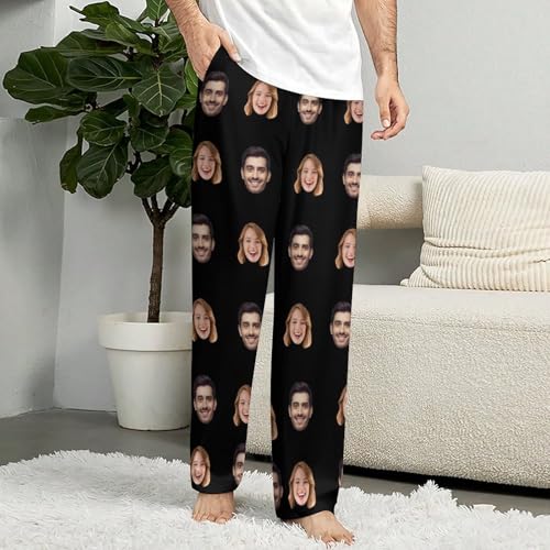 Custom Pajama Pants for Men Women Personalized Face Pajama with Pockets Customize funny pj pants Gift for Family Couple4