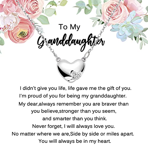 DHQH Mother's Day Granddaughter Necklace Gifts from Grandma Birthday for Heart Pendant Necklace for Teenage Teen Girls Jewelry Christmas
